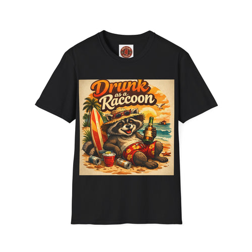 Drunk as a Raccoon Beach T-Shirt — Funny Summer Party Tee