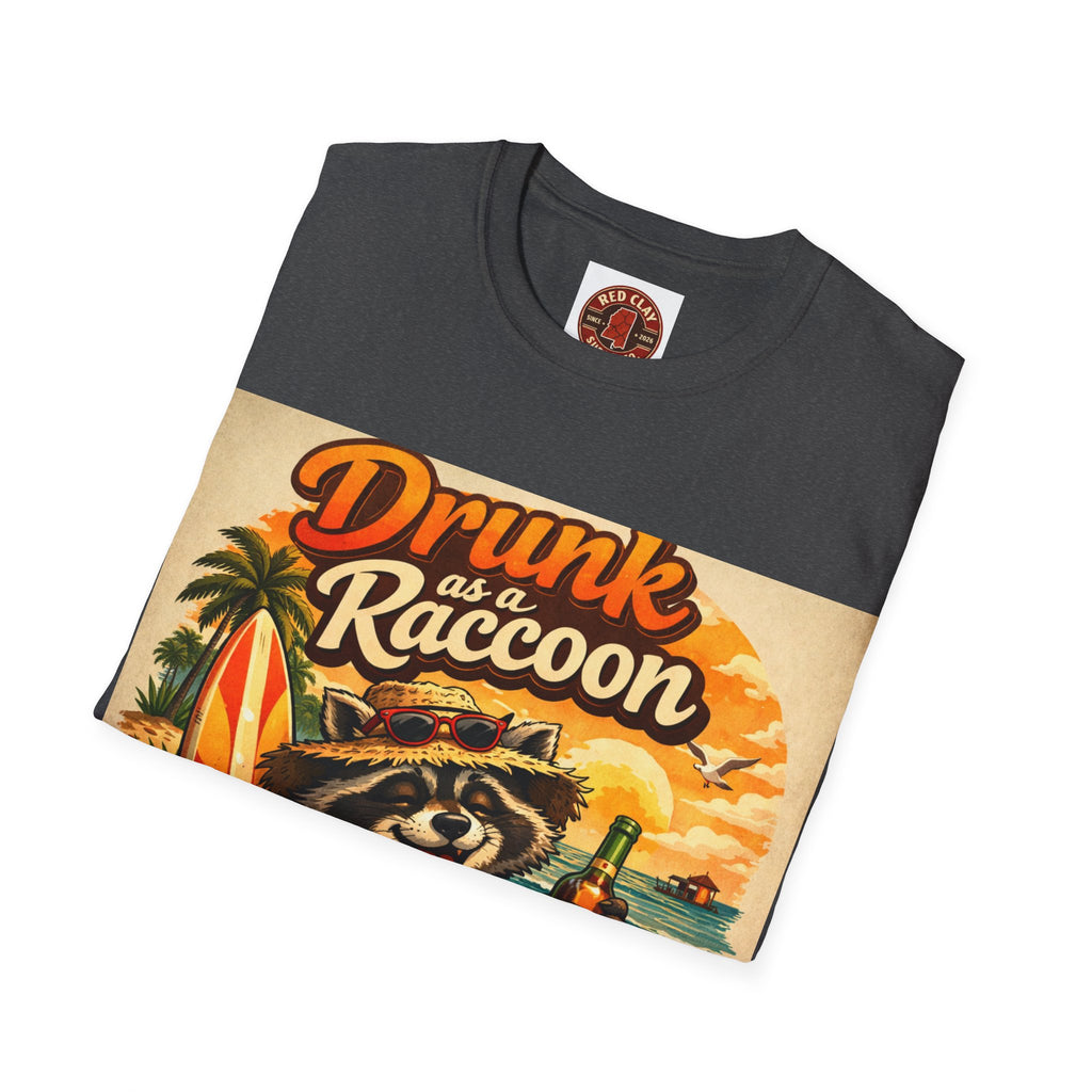 Drunk as a Raccoon Beach T-Shirt — Funny Summer Party Tee