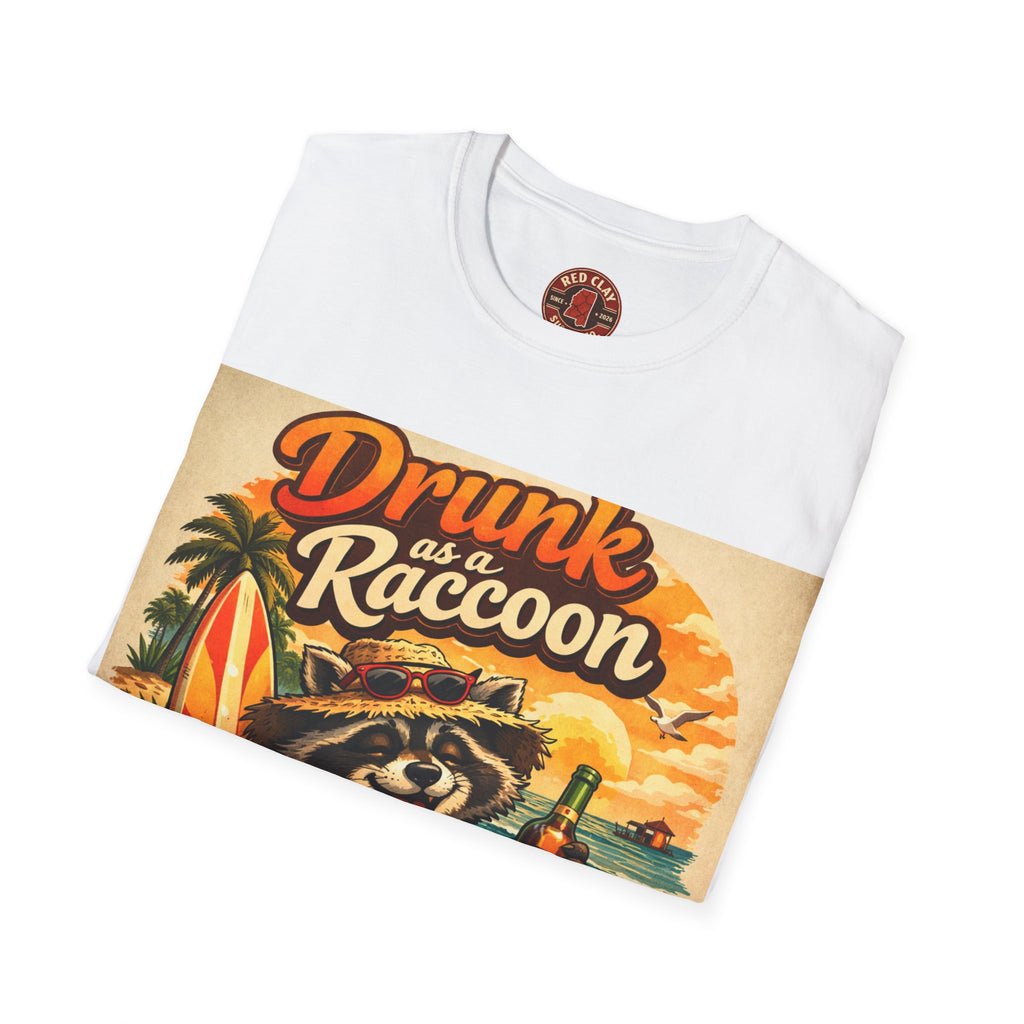 Drunk as a Raccoon Beach T-Shirt — Funny Summer Party Tee