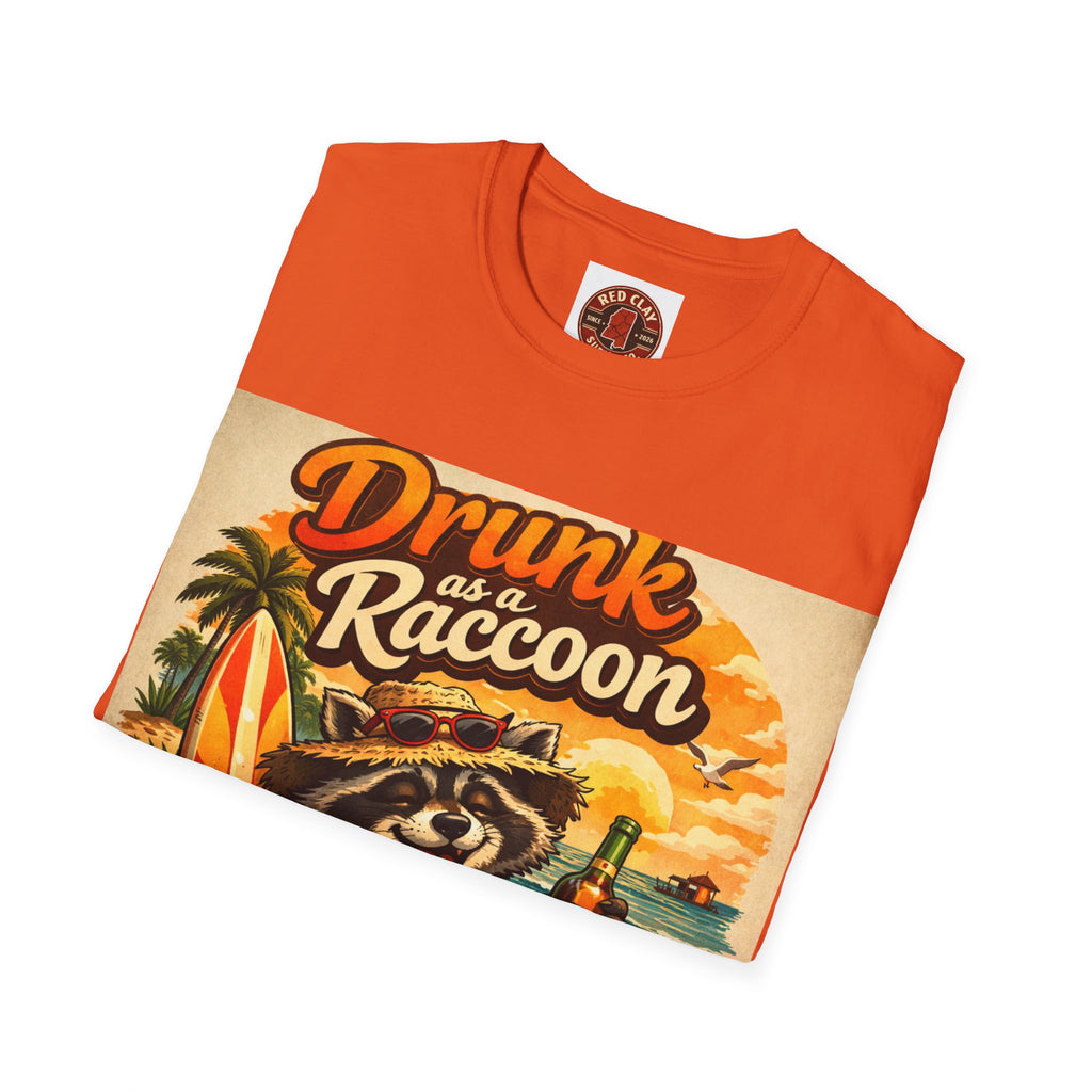 Drunk as a Raccoon Beach T-Shirt — Funny Summer Party Tee