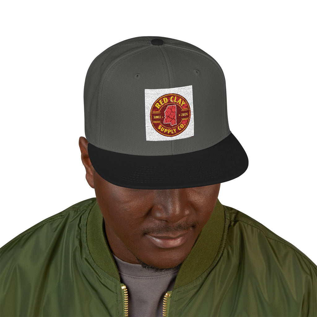 Embroidered Pizza Logo Snapback Hat — Retro Pizza Patch Cap